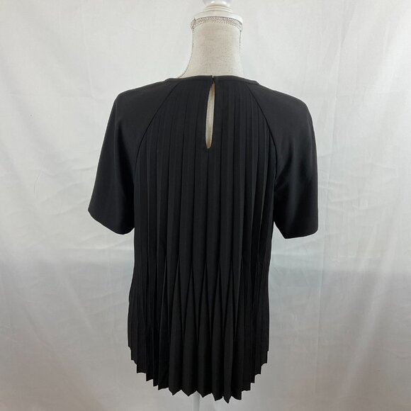 Kate Spade Pleated Crepe Top L Rose-Colored Glasses Black Short Sleeve New NWT - Picture 6 of 10